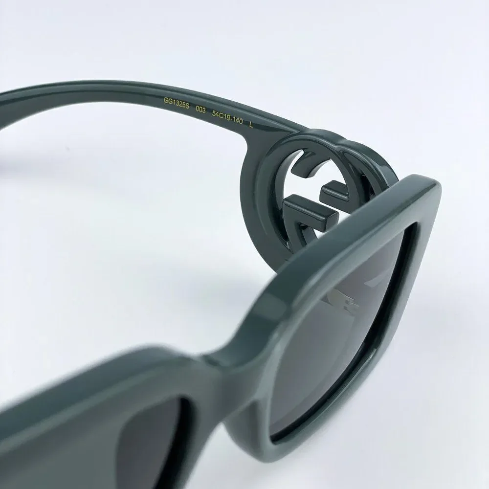 NEW Gucci GG1325S 003 Grey Smoke Grey Rectangle Women Sunglasses - Picture 10 of 14